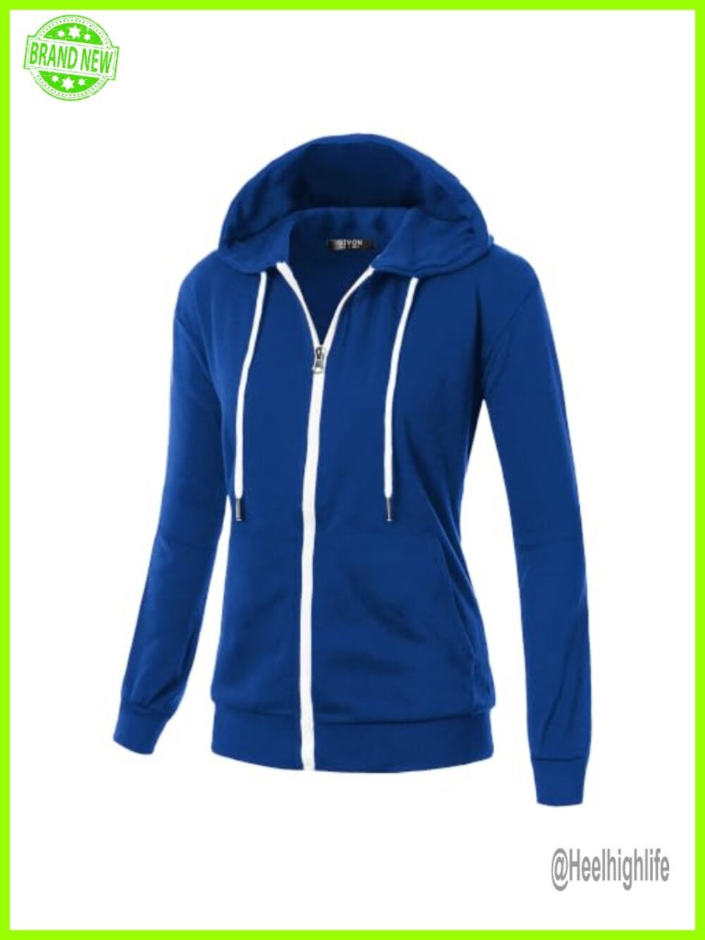 Women's Cotton Blend Full Zip Up Hoodie Casual Basic Lightweight Hooded Jacket